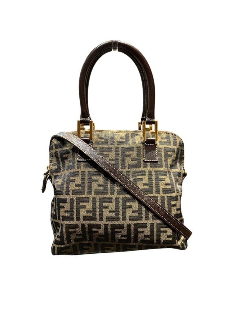 Fendi Zucca Pattern Handbag Canvas Leather